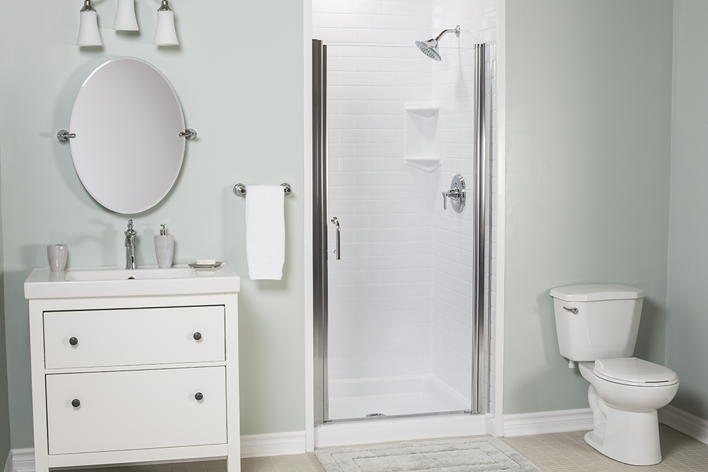 White Bathroom interior with shower White Bathroom interior with shower